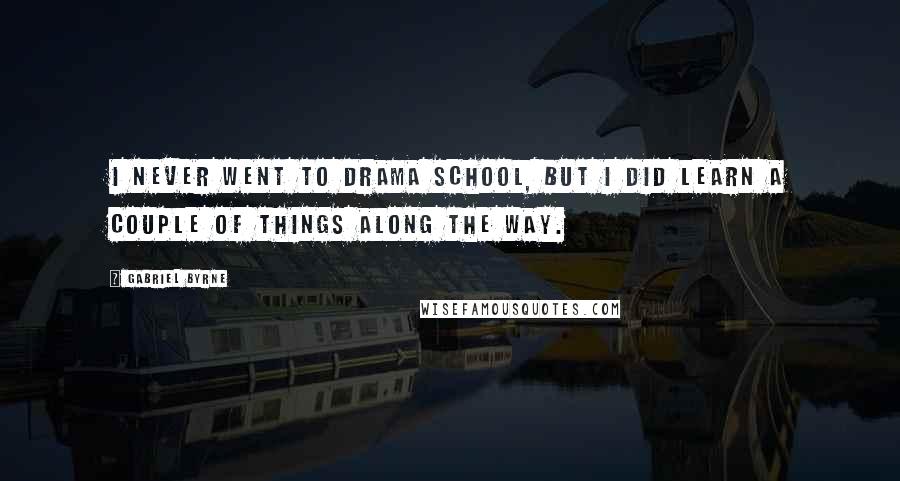 Gabriel Byrne Quotes: I never went to drama school, but I did learn a couple of things along the way.