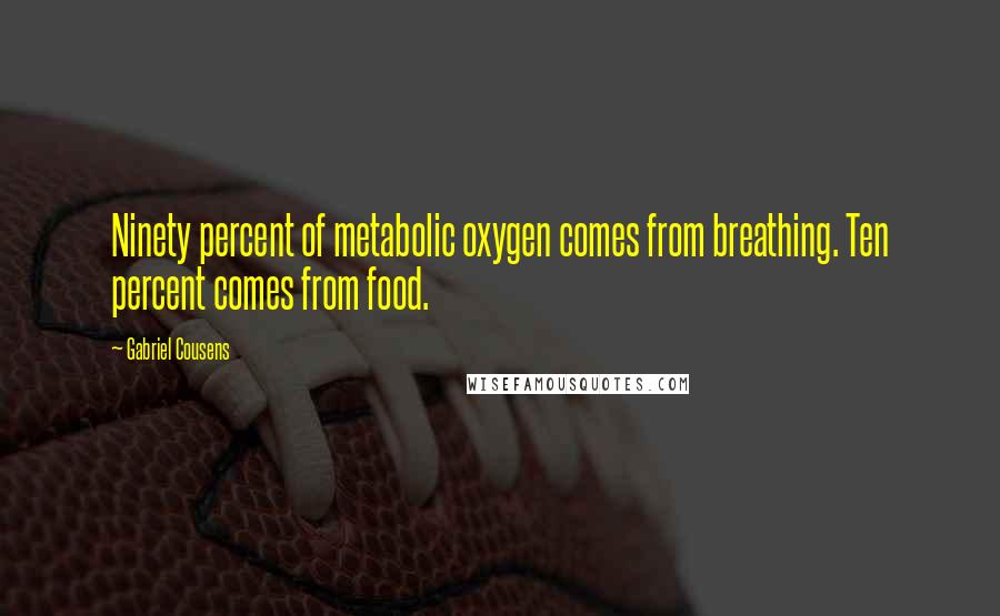 Gabriel Cousens Quotes: Ninety percent of metabolic oxygen comes from breathing. Ten percent comes from food.
