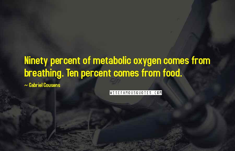 Gabriel Cousens Quotes: Ninety percent of metabolic oxygen comes from breathing. Ten percent comes from food.