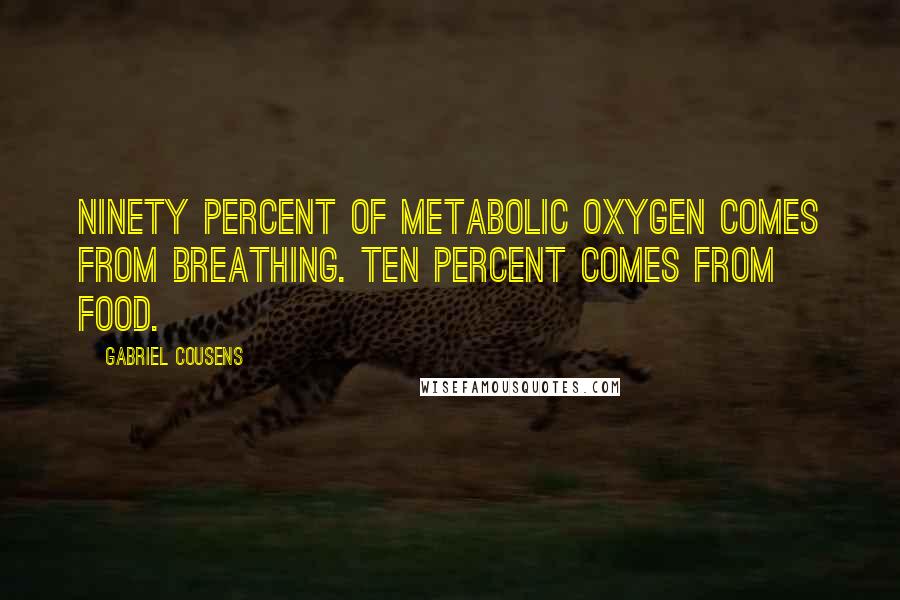 Gabriel Cousens Quotes: Ninety percent of metabolic oxygen comes from breathing. Ten percent comes from food.