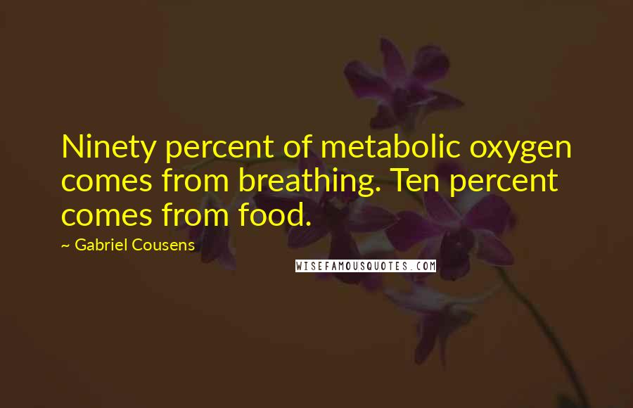 Gabriel Cousens Quotes: Ninety percent of metabolic oxygen comes from breathing. Ten percent comes from food.