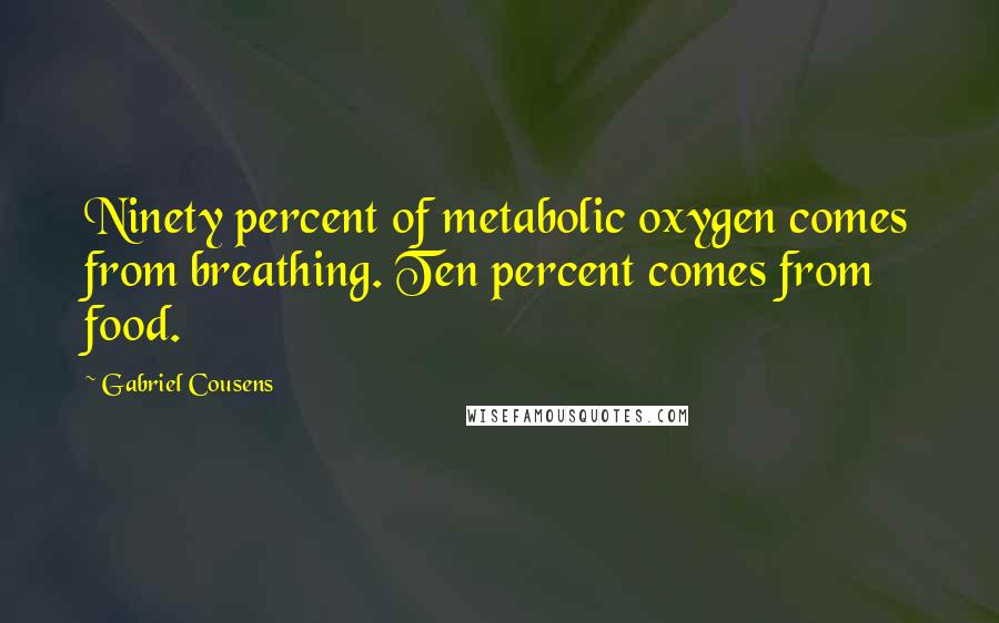 Gabriel Cousens Quotes: Ninety percent of metabolic oxygen comes from breathing. Ten percent comes from food.