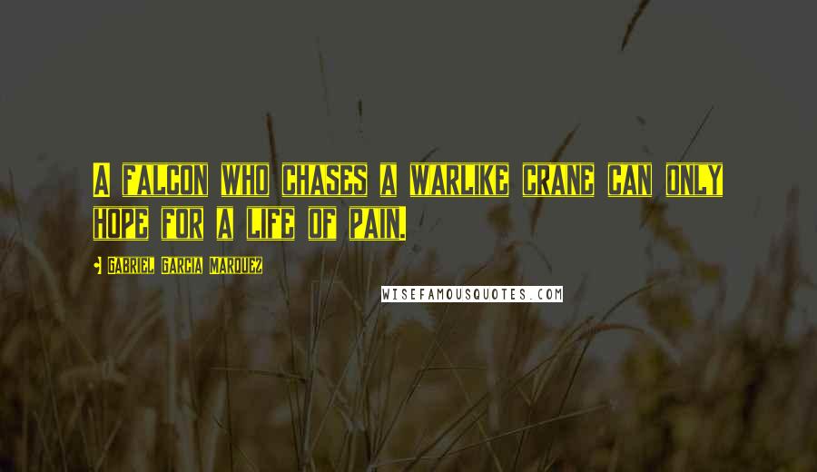 Gabriel Garcia Marquez Quotes: A falcon who chases a warlike crane can only hope for a life of pain.