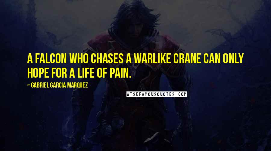 Gabriel Garcia Marquez Quotes: A falcon who chases a warlike crane can only hope for a life of pain.