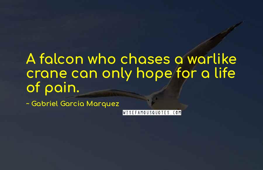 Gabriel Garcia Marquez Quotes: A falcon who chases a warlike crane can only hope for a life of pain.