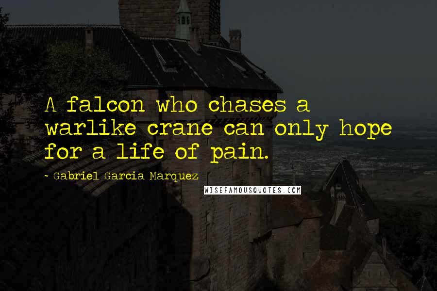 Gabriel Garcia Marquez Quotes: A falcon who chases a warlike crane can only hope for a life of pain.