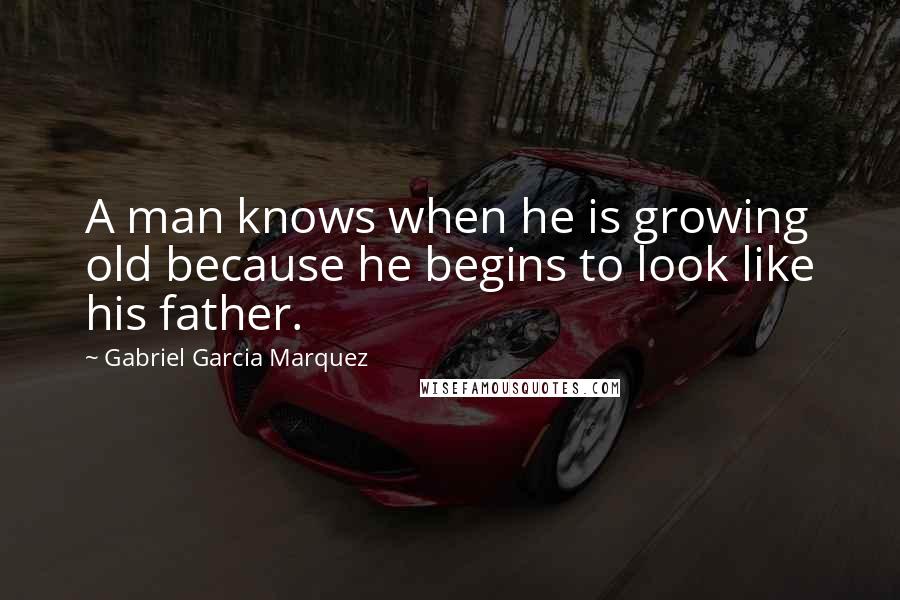 Gabriel Garcia Marquez Quotes: A man knows when he is growing old because he begins to look like his father.
