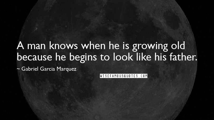 Gabriel Garcia Marquez Quotes: A man knows when he is growing old because he begins to look like his father.