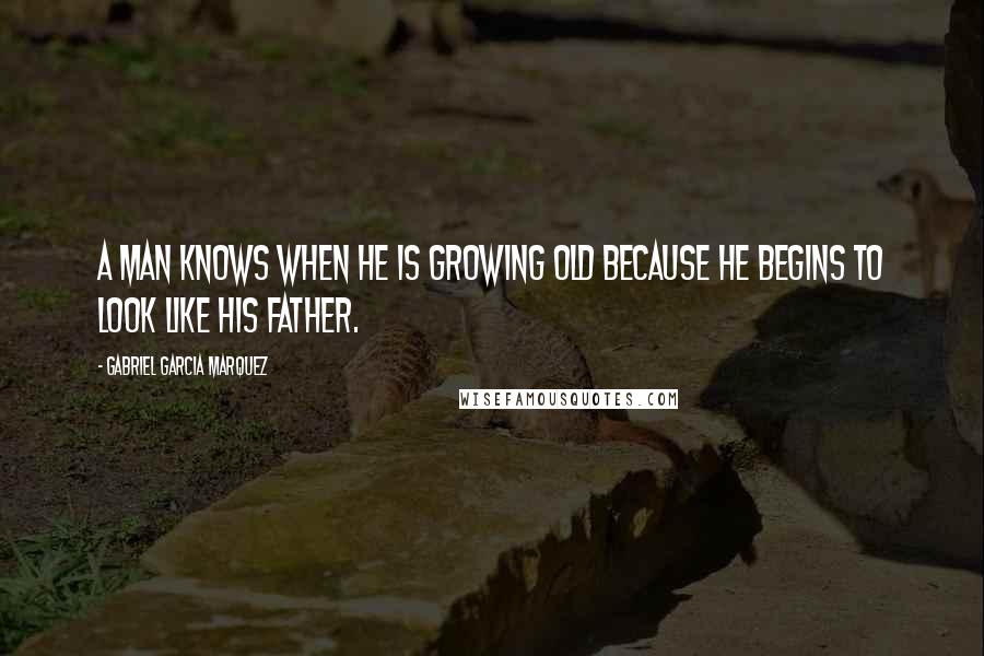 Gabriel Garcia Marquez Quotes: A man knows when he is growing old because he begins to look like his father.