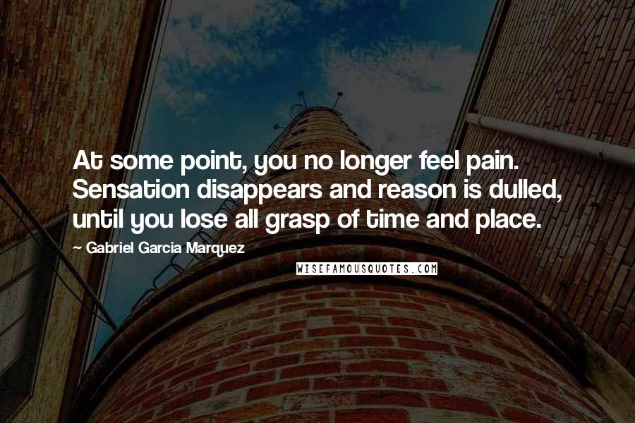 Gabriel Garcia Marquez Quotes: At some point, you no longer feel pain. Sensation disappears and reason is dulled, until you lose all grasp of time and place.