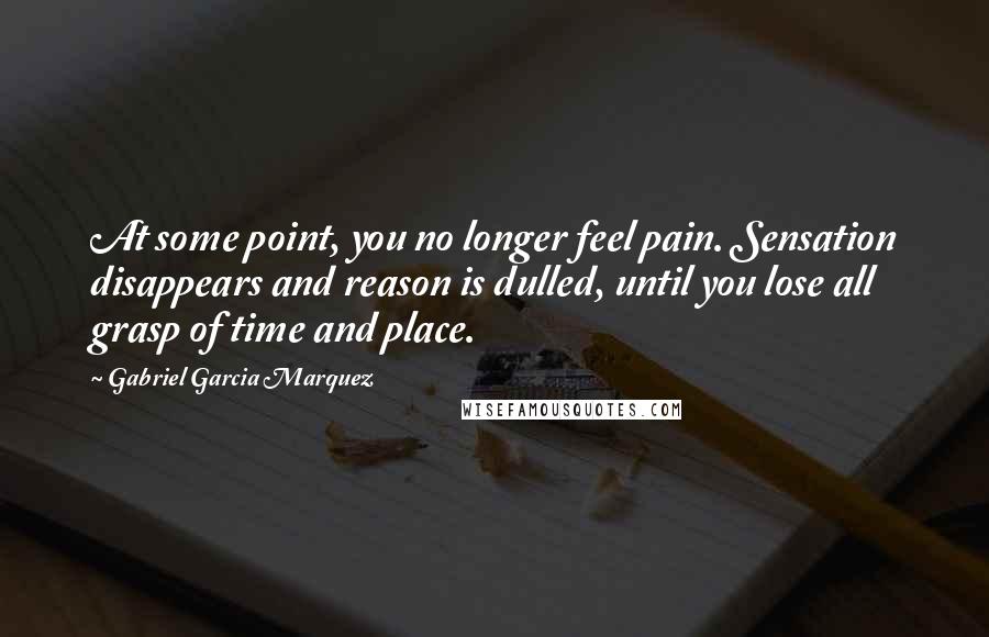 Gabriel Garcia Marquez Quotes: At some point, you no longer feel pain. Sensation disappears and reason is dulled, until you lose all grasp of time and place.