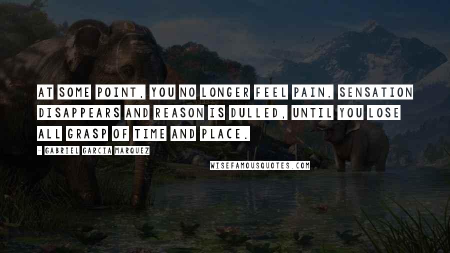 Gabriel Garcia Marquez Quotes: At some point, you no longer feel pain. Sensation disappears and reason is dulled, until you lose all grasp of time and place.