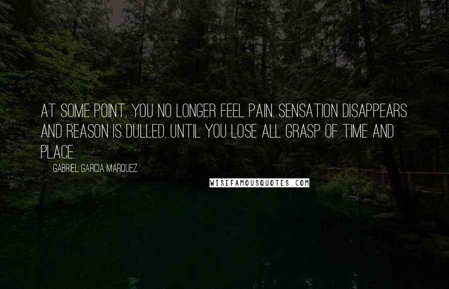 Gabriel Garcia Marquez Quotes: At some point, you no longer feel pain. Sensation disappears and reason is dulled, until you lose all grasp of time and place.