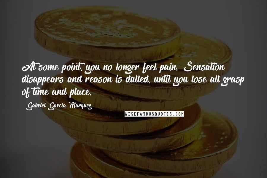 Gabriel Garcia Marquez Quotes: At some point, you no longer feel pain. Sensation disappears and reason is dulled, until you lose all grasp of time and place.