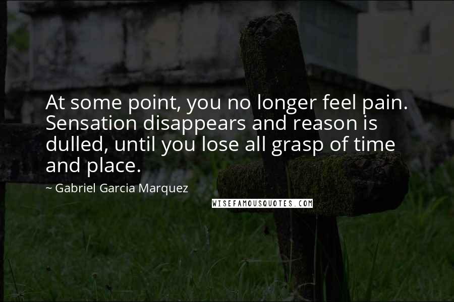 Gabriel Garcia Marquez Quotes: At some point, you no longer feel pain. Sensation disappears and reason is dulled, until you lose all grasp of time and place.