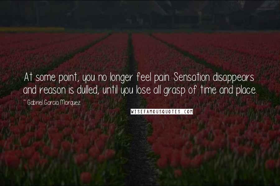 Gabriel Garcia Marquez Quotes: At some point, you no longer feel pain. Sensation disappears and reason is dulled, until you lose all grasp of time and place.