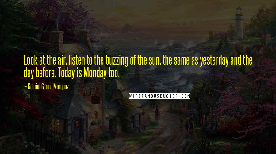 Gabriel Garcia Marquez Quotes: Look at the air, listen to the buzzing of the sun, the same as yesterday and the day before. Today is Monday too.