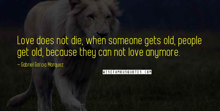 Gabriel Garcia Marquez Quotes: Love does not die, when someone gets old, people get old, because they can not love anymore.