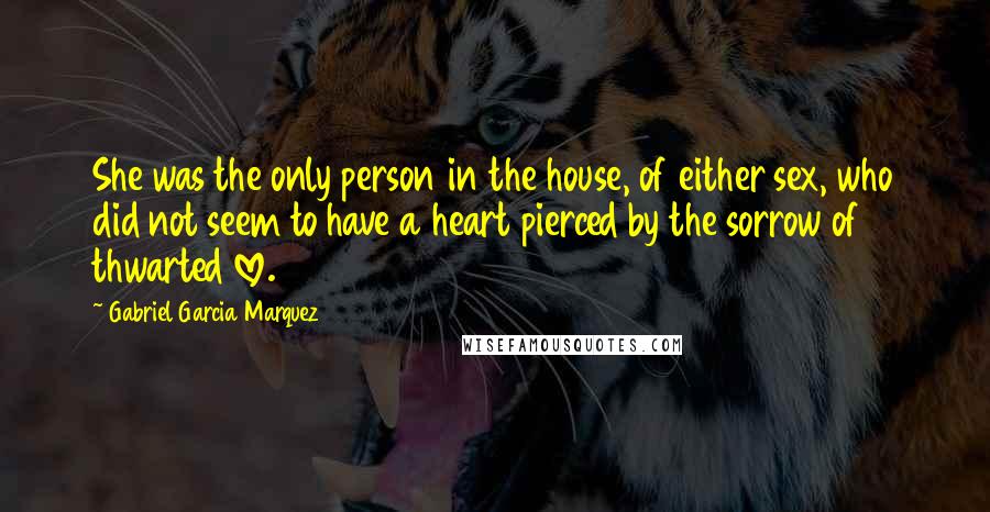 Gabriel Garcia Marquez Quotes: She was the only person in the house, of either sex, who did not seem to have a heart pierced by the sorrow of thwarted love.