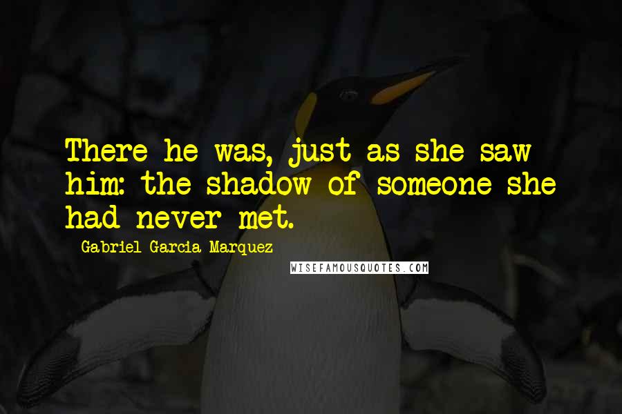 Gabriel Garcia Marquez Quotes: There he was, just as she saw him: the shadow of someone she had never met.