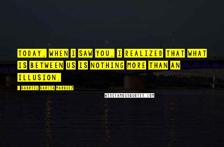 Gabriel Garcia Marquez Quotes: Today, when I saw you, I realized that what is between us is nothing more than an illusion.