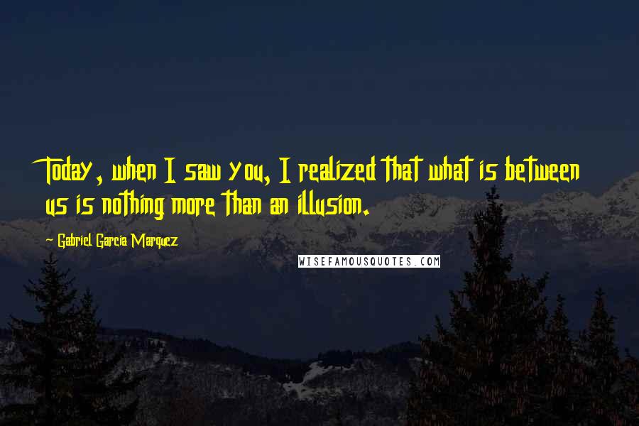 Gabriel Garcia Marquez Quotes: Today, when I saw you, I realized that what is between us is nothing more than an illusion.