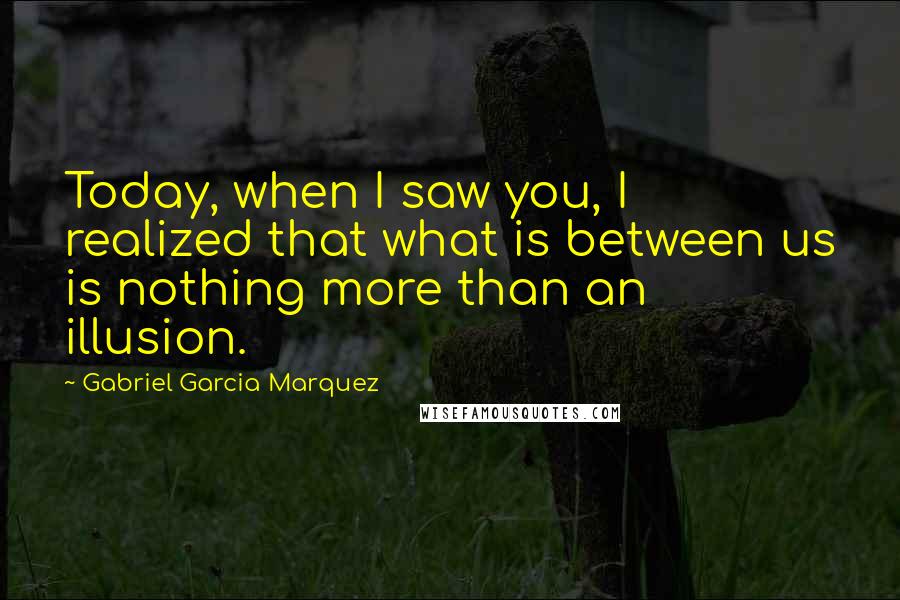 Gabriel Garcia Marquez Quotes: Today, when I saw you, I realized that what is between us is nothing more than an illusion.