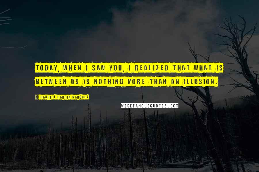 Gabriel Garcia Marquez Quotes: Today, when I saw you, I realized that what is between us is nothing more than an illusion.