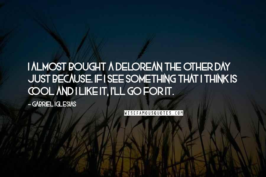 Gabriel Iglesias Quotes: I almost bought a DeLorean the other day just because. If I see something that I think is cool and I like it, I'll go for it.