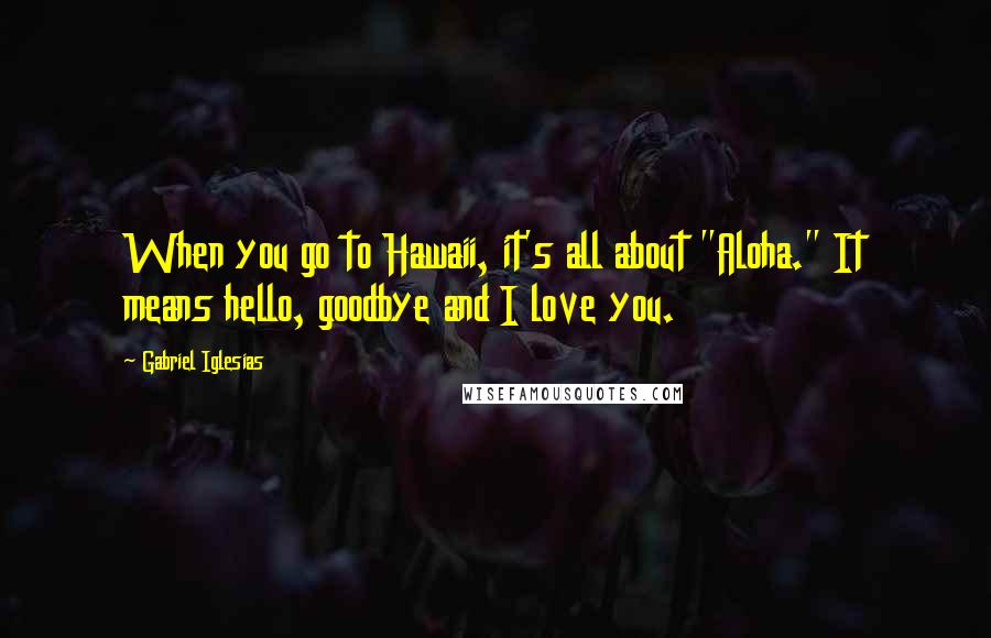 Gabriel Iglesias Quotes: When you go to Hawaii, it's all about "Aloha." It means hello, goodbye and I love you.