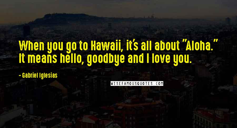 Gabriel Iglesias Quotes: When you go to Hawaii, it's all about "Aloha." It means hello, goodbye and I love you.