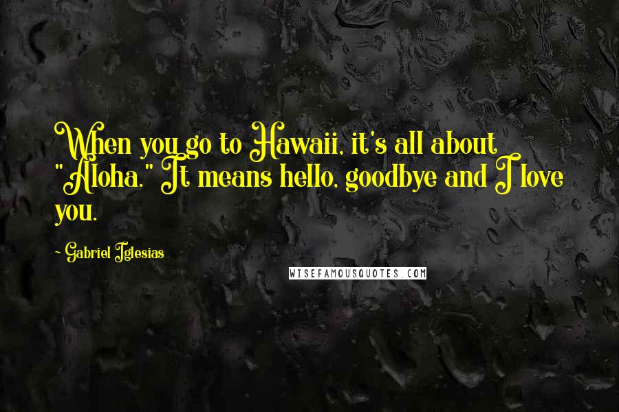 Gabriel Iglesias Quotes: When you go to Hawaii, it's all about "Aloha." It means hello, goodbye and I love you.