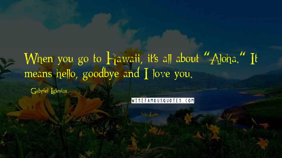 Gabriel Iglesias Quotes: When you go to Hawaii, it's all about "Aloha." It means hello, goodbye and I love you.