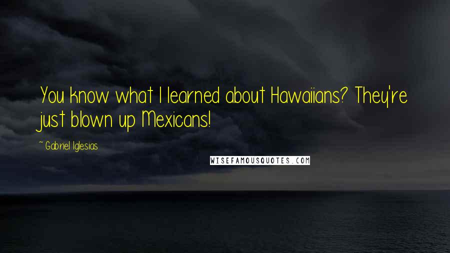 Gabriel Iglesias Quotes: You know what I learned about Hawaiians? They're just blown up Mexicans!