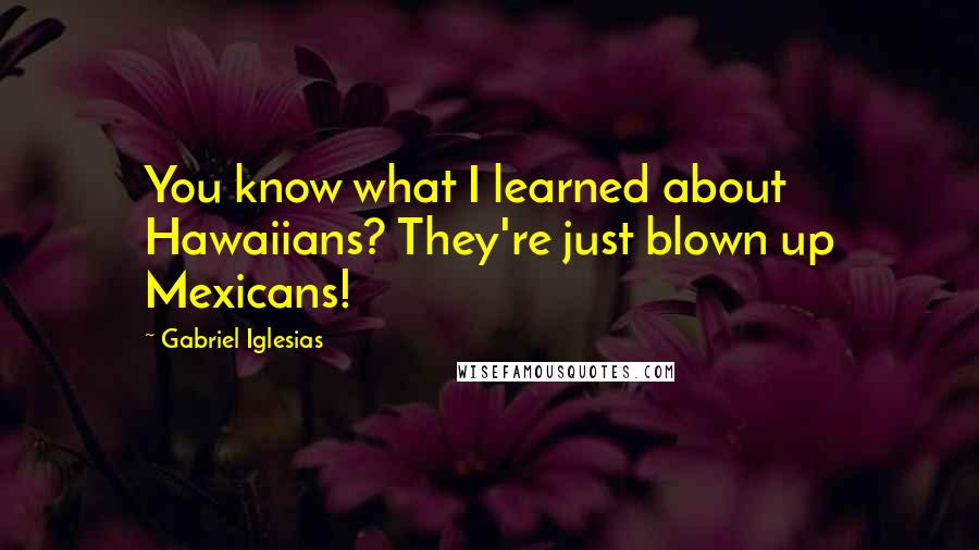 Gabriel Iglesias Quotes: You know what I learned about Hawaiians? They're just blown up Mexicans!
