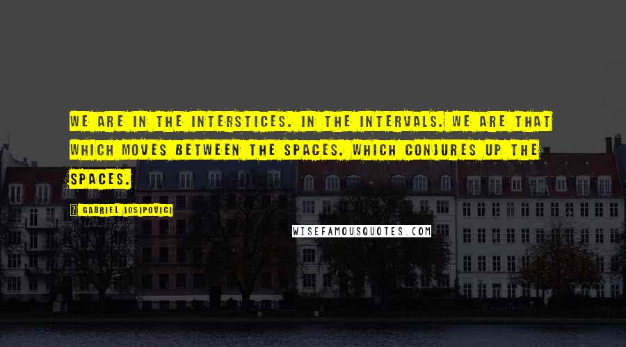 Gabriel Josipovici Quotes: We are in the interstices. In the intervals. We are that which moves between the spaces. Which conjures up the spaces.