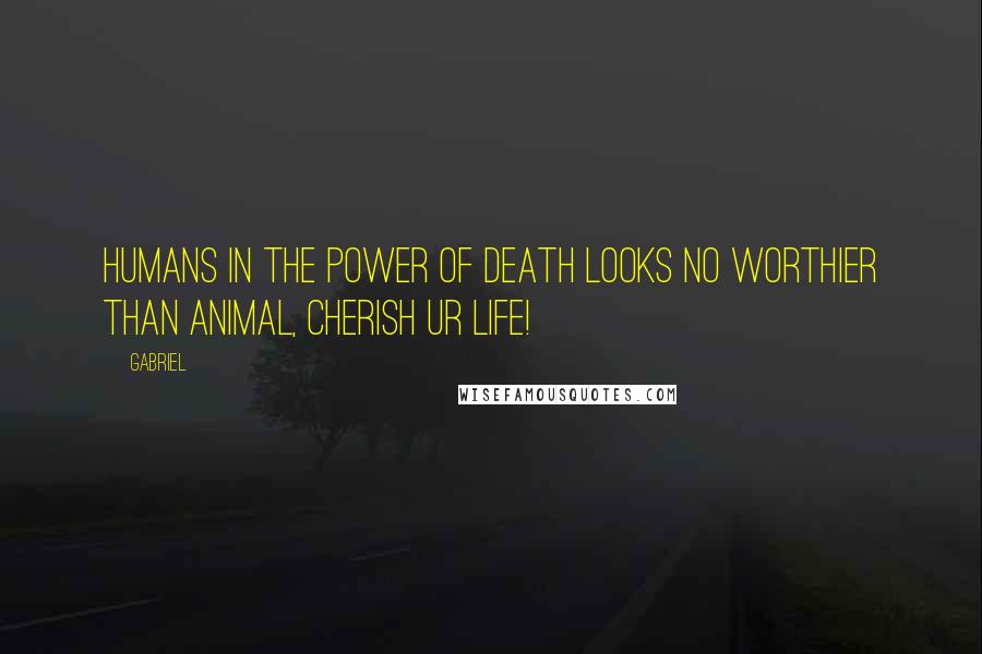 Gabriel Quotes: Humans in the power of death looks no worthier than animal, cherish ur life!