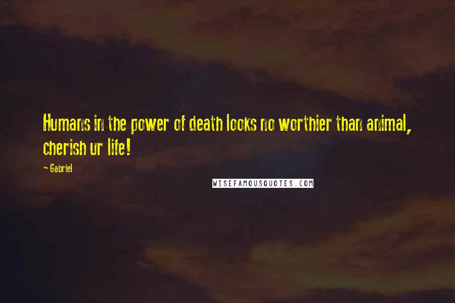 Gabriel Quotes: Humans in the power of death looks no worthier than animal, cherish ur life!