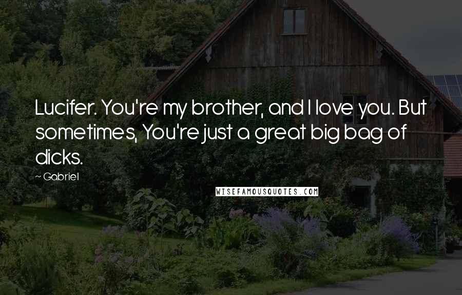 Gabriel Quotes: Lucifer. You're my brother, and I love you. But sometimes, You're just a great big bag of dicks.