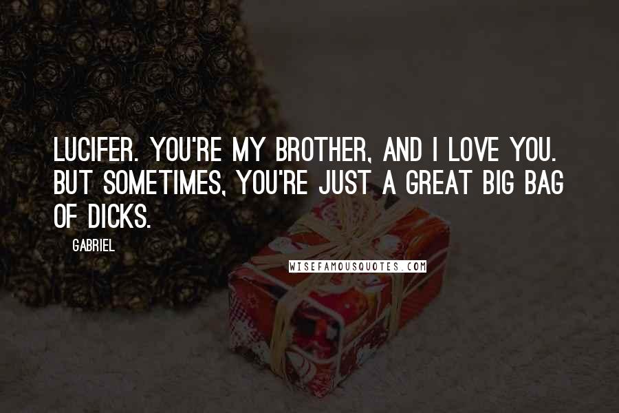 Gabriel Quotes: Lucifer. You're my brother, and I love you. But sometimes, You're just a great big bag of dicks.