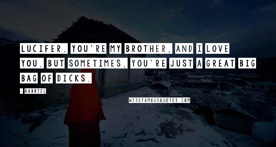 Gabriel Quotes: Lucifer. You're my brother, and I love you. But sometimes, You're just a great big bag of dicks.