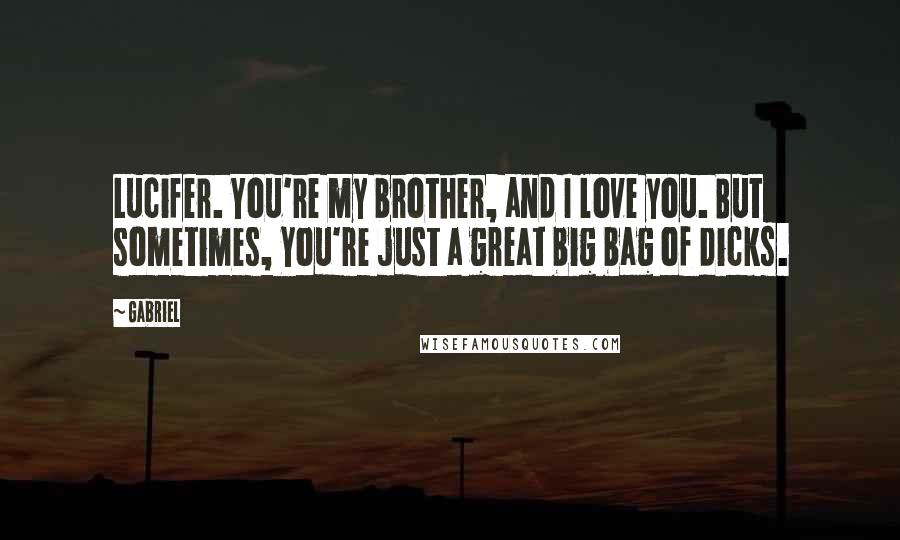 Gabriel Quotes: Lucifer. You're my brother, and I love you. But sometimes, You're just a great big bag of dicks.