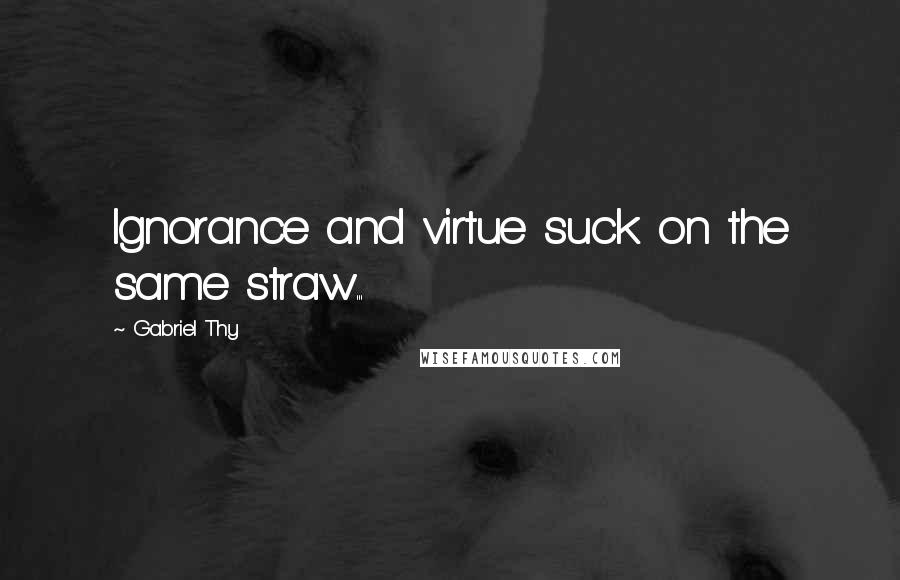 Gabriel Thy Quotes: Ignorance and virtue suck on the same straw...