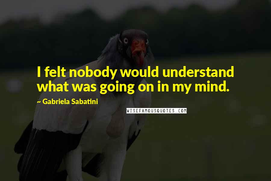 Gabriela Sabatini Quotes: I felt nobody would understand what was going on in my mind.