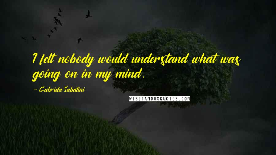 Gabriela Sabatini Quotes: I felt nobody would understand what was going on in my mind.