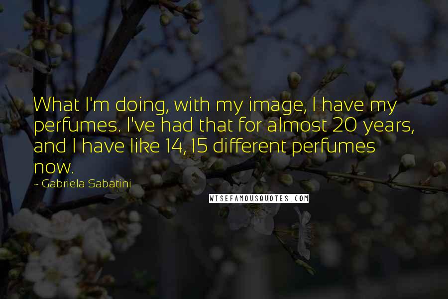 Gabriela Sabatini Quotes: What I'm doing, with my image, I have my perfumes. I've had that for almost 20 years, and I have like 14, 15 different perfumes now.