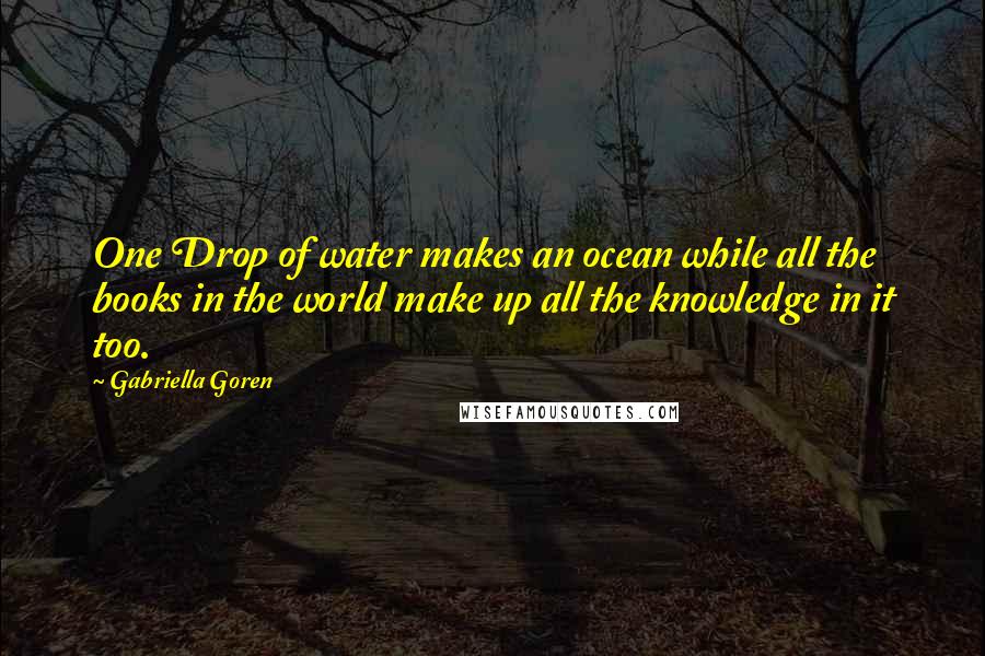Gabriella Goren Quotes: One Drop of water makes an ocean while all the books in the world make up all the knowledge in it too.