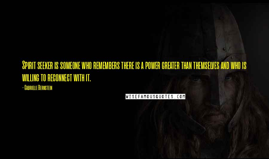 Gabrielle Bernstein Quotes: Spirit seeker is someone who remembers there is a power greater than themselves and who is willing to reconnect with it.