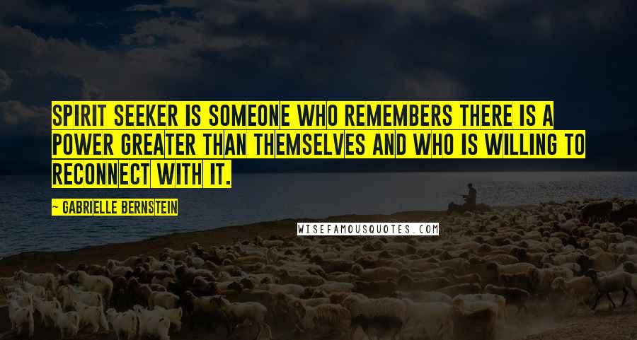 Gabrielle Bernstein Quotes: Spirit seeker is someone who remembers there is a power greater than themselves and who is willing to reconnect with it.