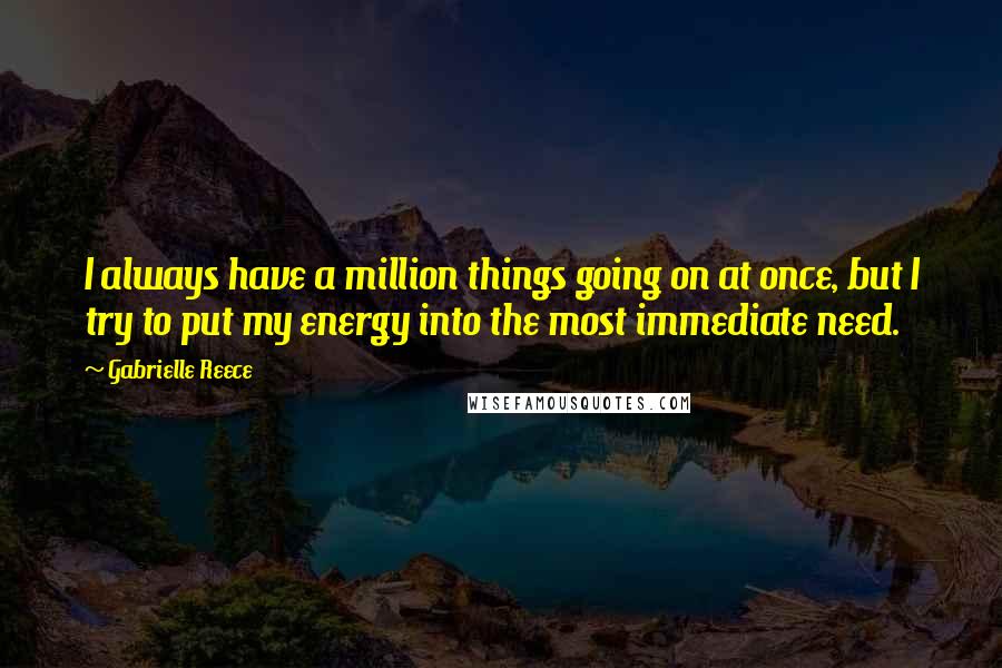 Gabrielle Reece Quotes: I always have a million things going on at once, but I try to put my energy into the most immediate need.